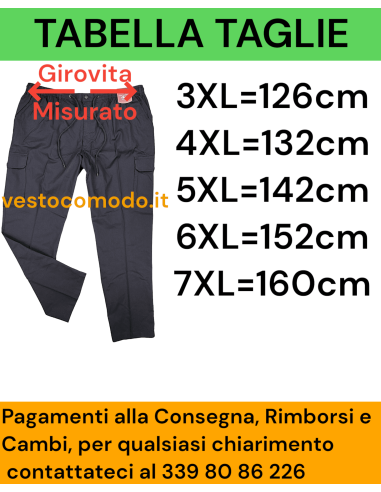 Pantalaccio Cargo Estivo 100% Cotone Da 3XL a 8XL