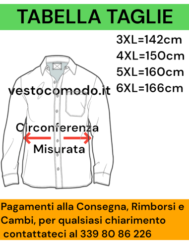 Camicia Caldo Cotone Dalla 3XL alla 6XL