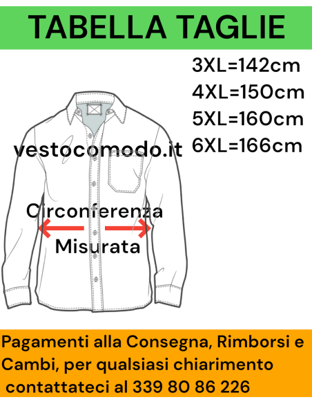 Camicia Caldo Cotone Dalla 3XL alla 6XL