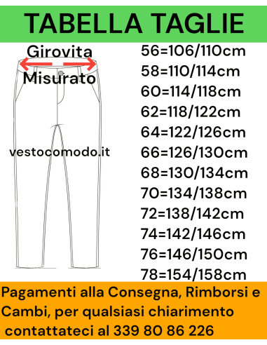 Pantalone Estivo Puro Cotone Dalla 54 alla 78