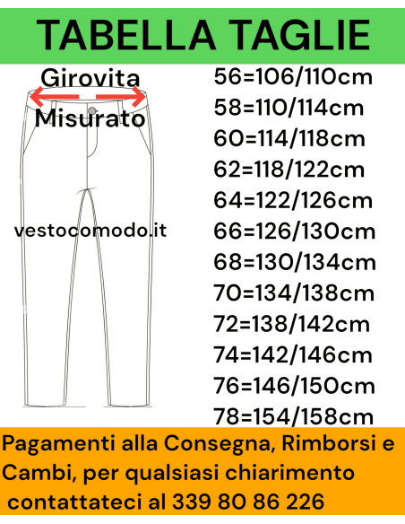 Pantalone Estivo Puro Cotone Dalla 54 alla 78